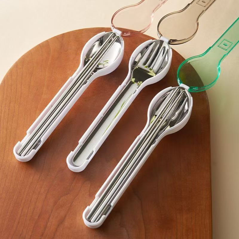 Camping Cooking Utensils - ポータブルカトラリーセット 収納ボックス付き キャンプ 旅行 アウトドア食器 ステンレス鋼