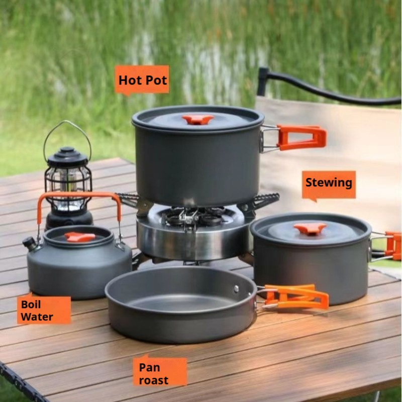 Camping Cooking Easy - ポータブル大容量ポット便利な耐熱性お手入れ簡単ハンドルポット多機能アウトドアキャンプ調理用品