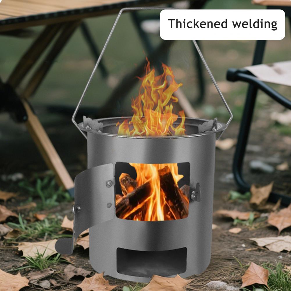 Camping Cooking Easy - 屋外ピクニック用調理ストーブ、薪焚きキャンプストーブ、ポータブルステンレス製ウッドバーナー、効率的で持ち運びやすい