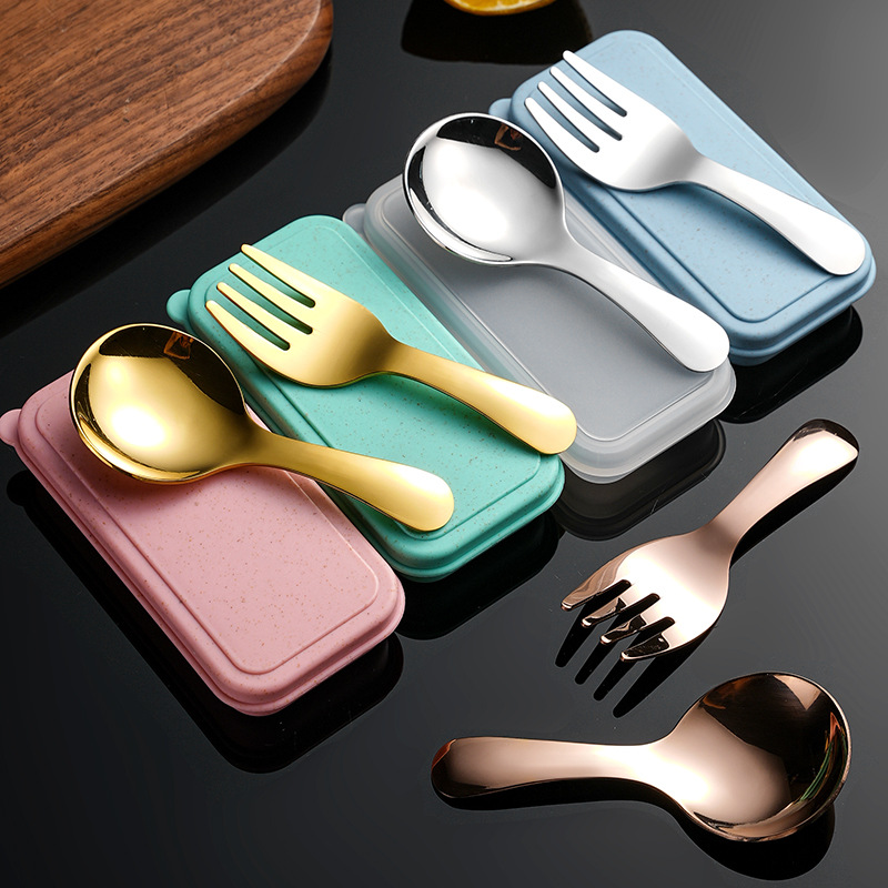 Japan Camping Cooking - 2 個ポータブルスプーンフォークカトラリーセットミニステンレス鋼食器屋外観光ハイキングキャンプ調理用品