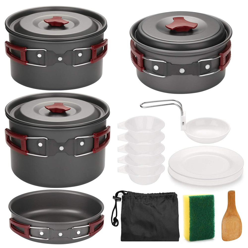 Camping Cooking Candle - アウトドア キャンプ調理器具キット ノンスティック キャンプパン 軽量調理セット パンとポット