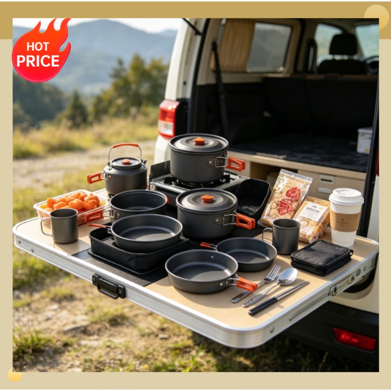 Camping Cooking Candle - キャンプ用調理セット キャンプ用調理器具 旅行用食器 アウトドアピクニックセット ティーポット 2～3人用