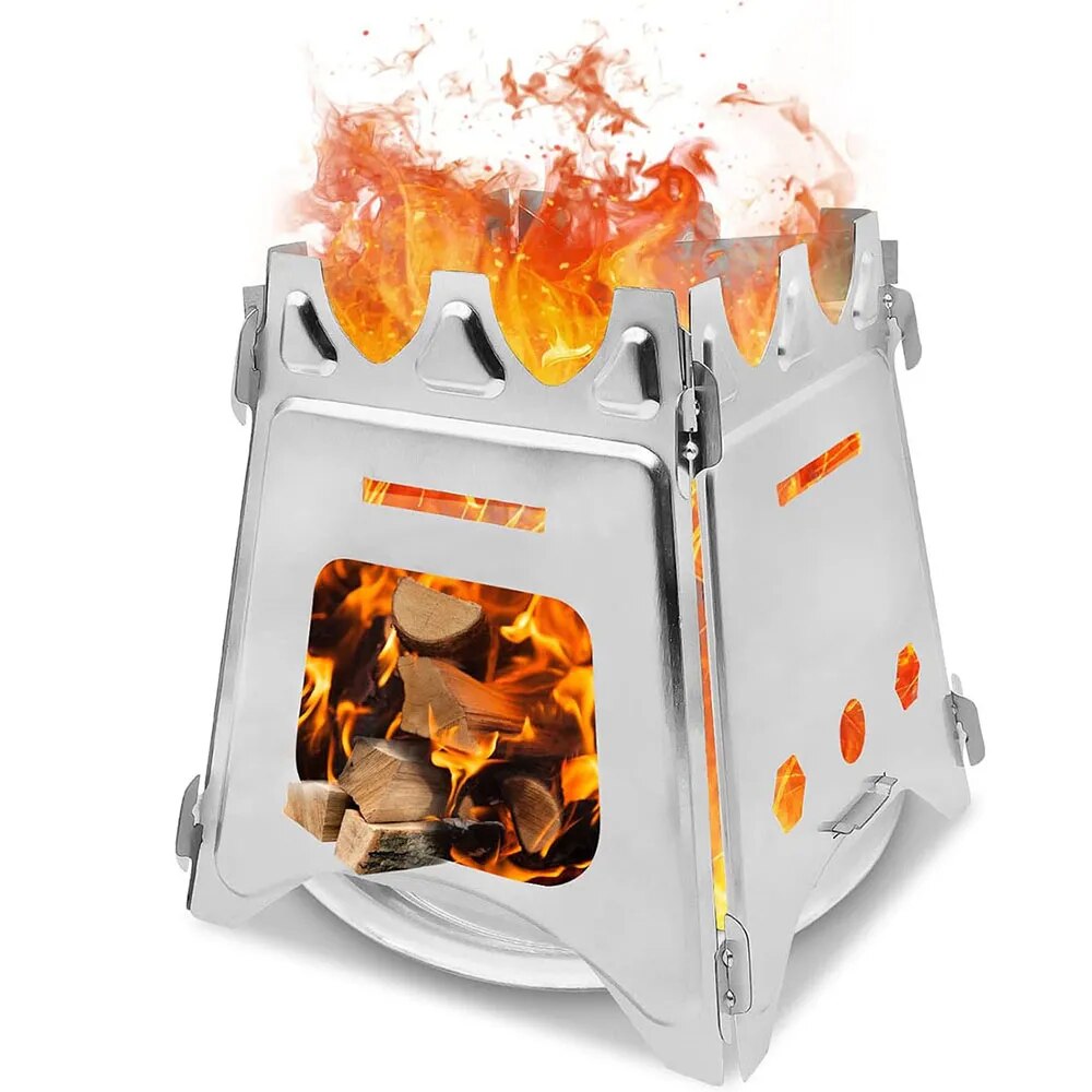 Camping Cooking Grate - 折りたたみ式薪ストーブ屋外ハイキング旅行バーベキュー用ポータブル