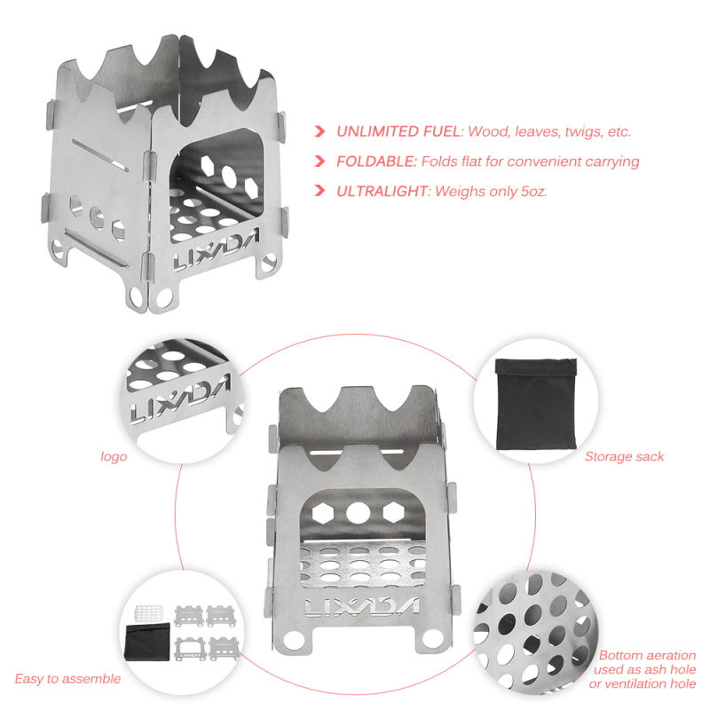 Lixada-ポータブルチタンおよびステンレス鋼の屋外キャン - Camping Cooking Grate のレビューと価格