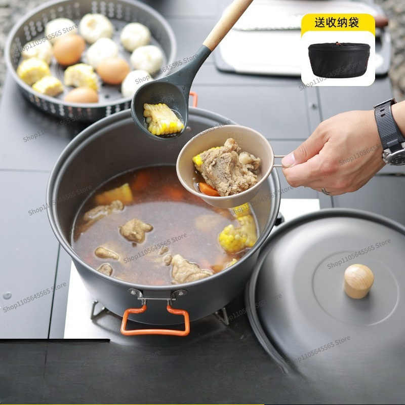 アウトドア用調理鍋 7.5L 大容量 アルミ合金製 ポータブ - Camping Cooking Pot Large のレビューと価格
