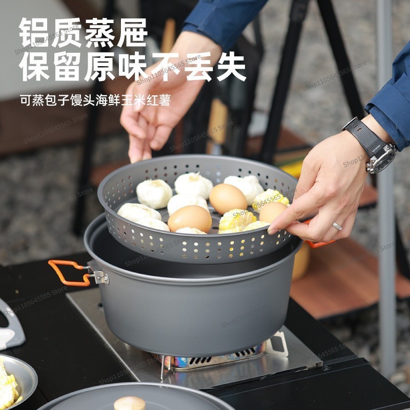 アウトドア用調理鍋 7.5L 大容量 アルミ合金製 ポータブ - Camping Cooking Pot Large のレビューと価格