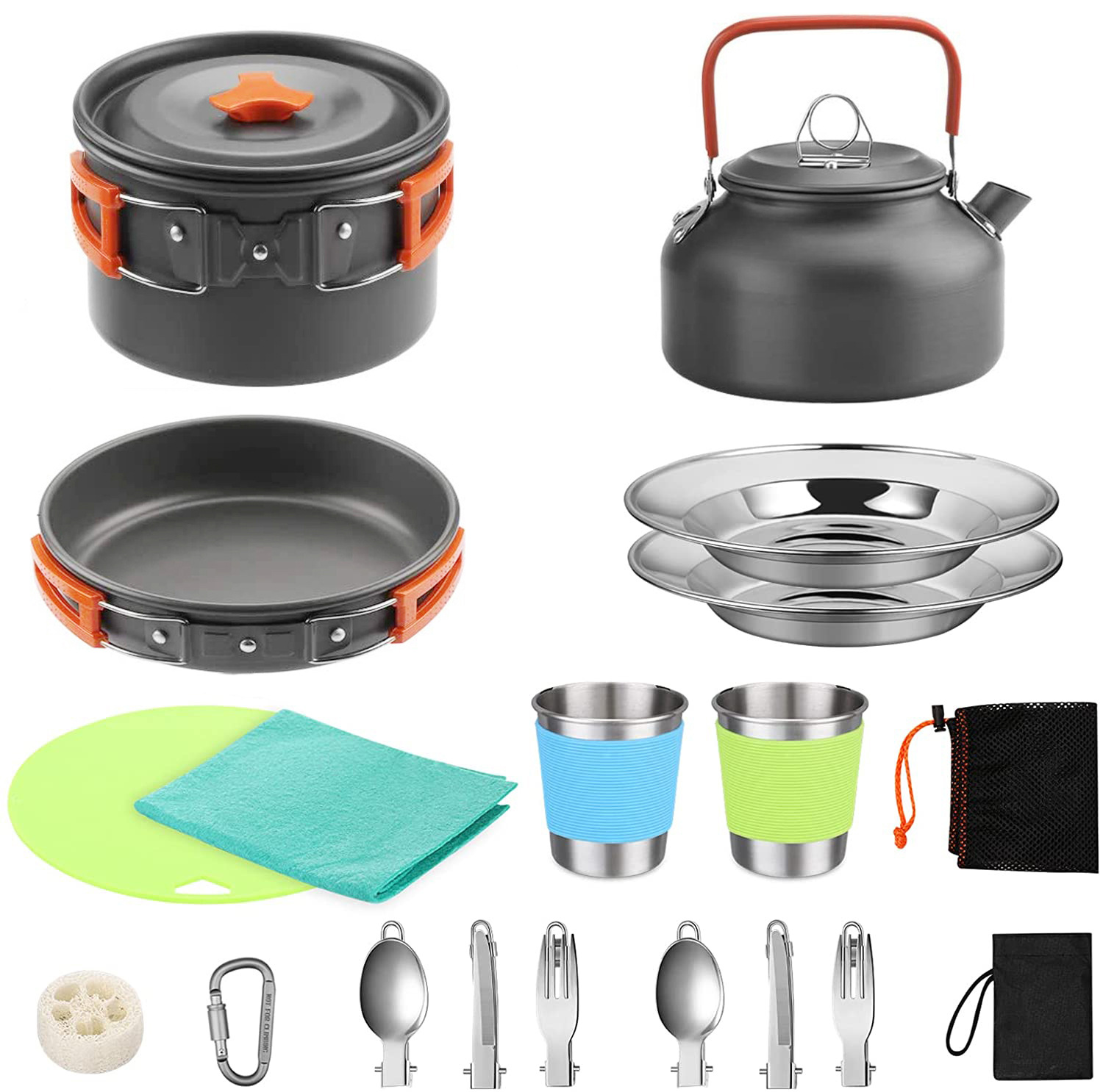 2～3人用キャンプクッキングセット アルミ製鍋 フライパン  - Camping Cooking Easy のレビューと価格