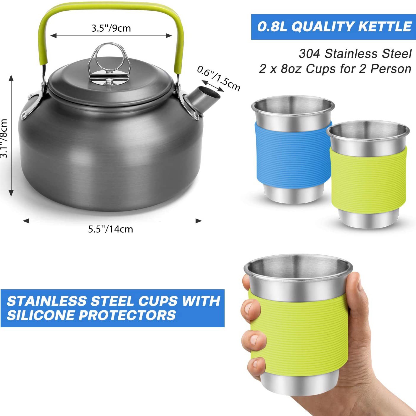2～3人用キャンプクッキングセット アルミ製鍋 フライパン  - Camping Cooking Easy のレビューと価格