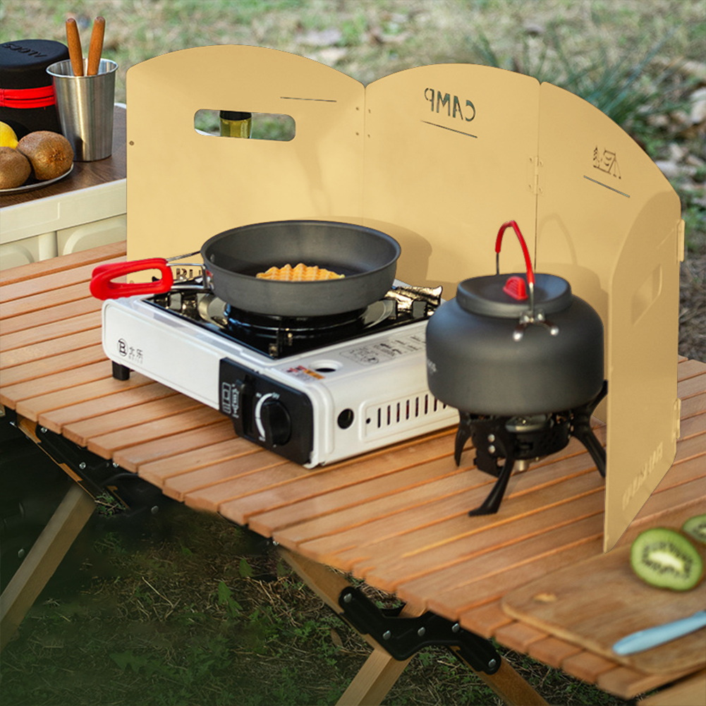 折りたたみ式ガスストーブ防風スクリーン 収納層付き 屋外ガス - Camping Cooking Easy のレビューと価格