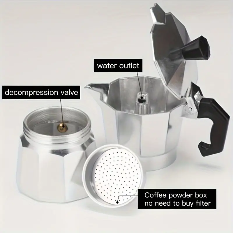 クラシックなアルミ製モカポット 50-300ML 家庭用コン - Camping Cooking Utensils のレビューと価格