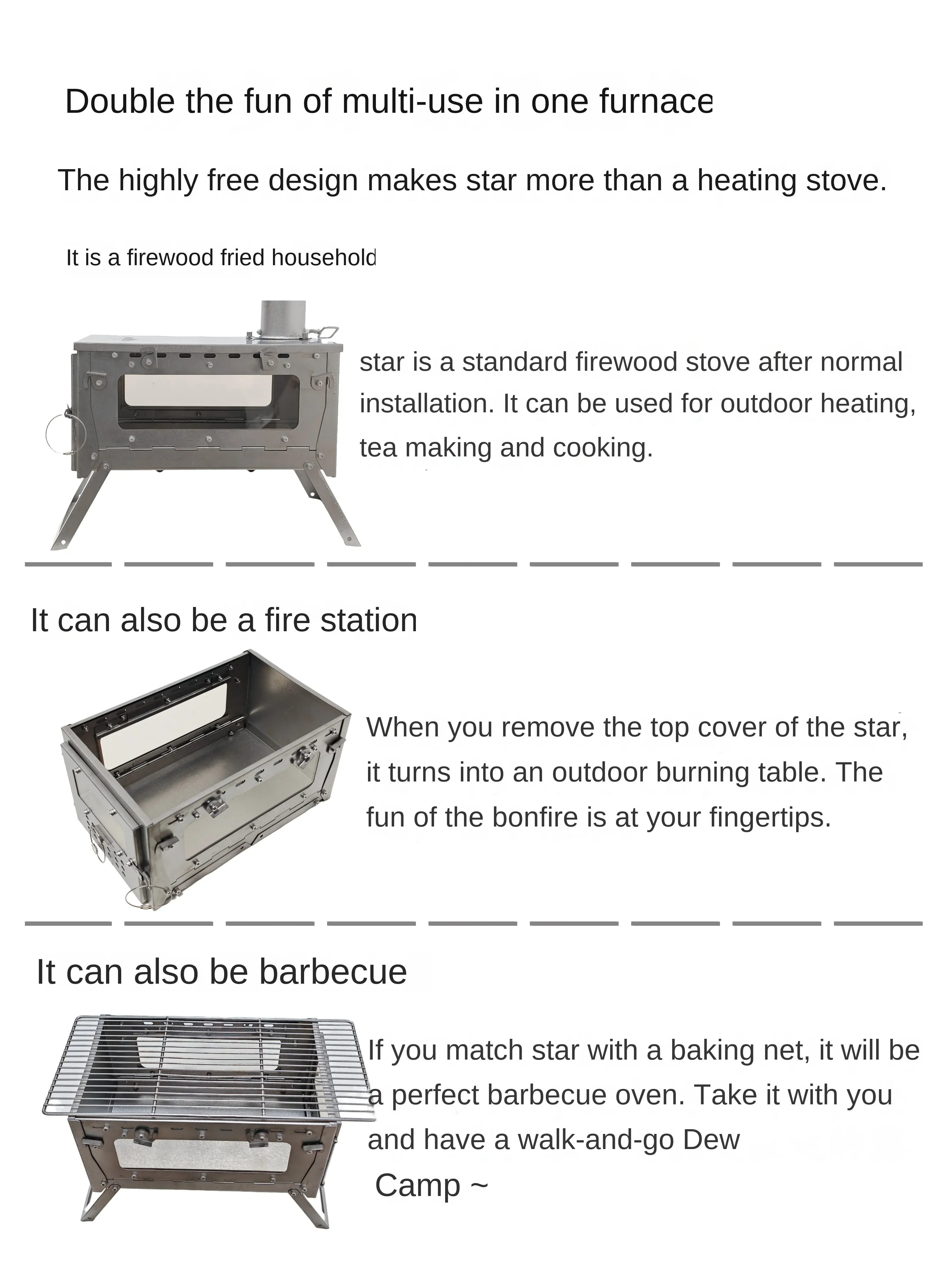 Wt star-tiチタン合金折りたたみ薪ストーブ,ストーブ - Camping Cooking Grate のレビューと価格