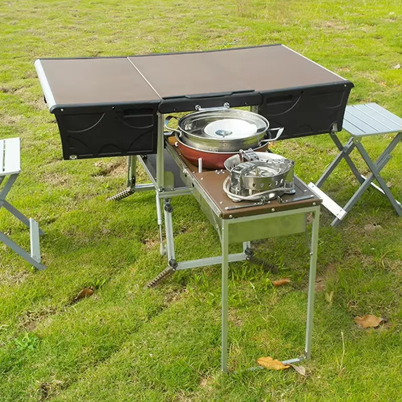 ポータブル屋外折りたたみ式フードトレーラー、モバイルキッチン - Camping Cooking Dining Set のレビューと価格