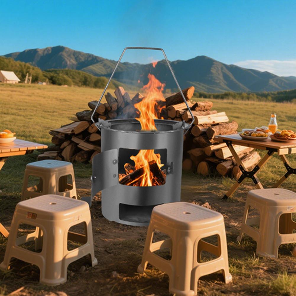 屋外ピクニック用調理ストーブ、薪焚きキャンプストーブ、ポータ - Camping Cooking Easy のレビューと価格