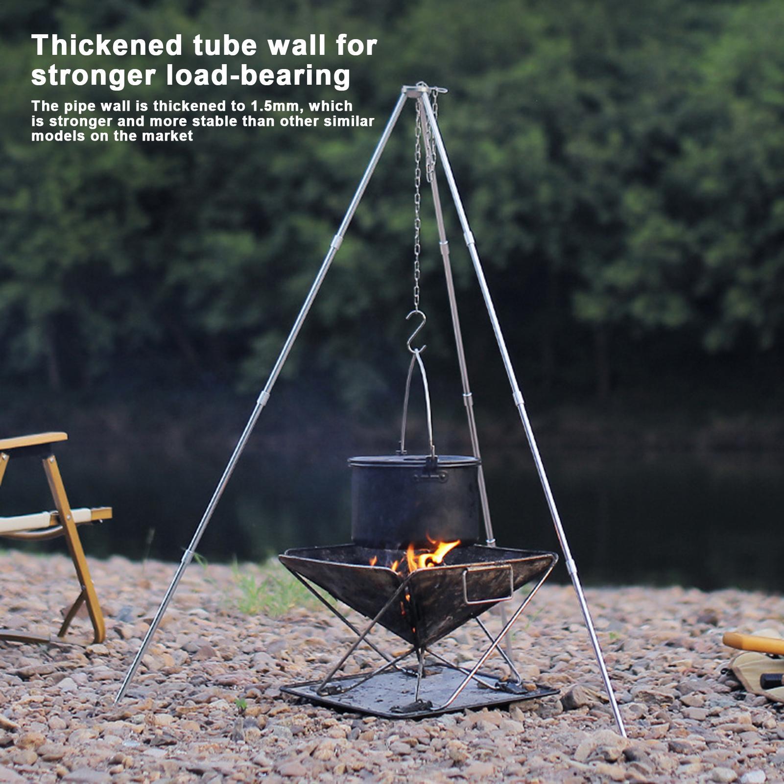 屋外大型焚き火台三脚ポータブルキャンプ焚き火調理鍋吊り下げ三 - Camping Cooking Pot Large のレビューと価格
