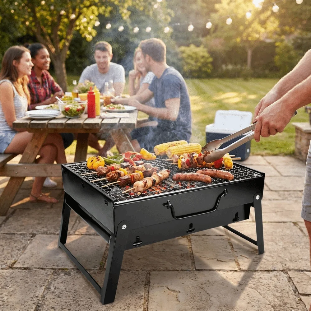 携帯用厚型BBQストーブ 省スペースで持ち運び簡単 キャンプ - Camping Cooking Easy のレビューと価格