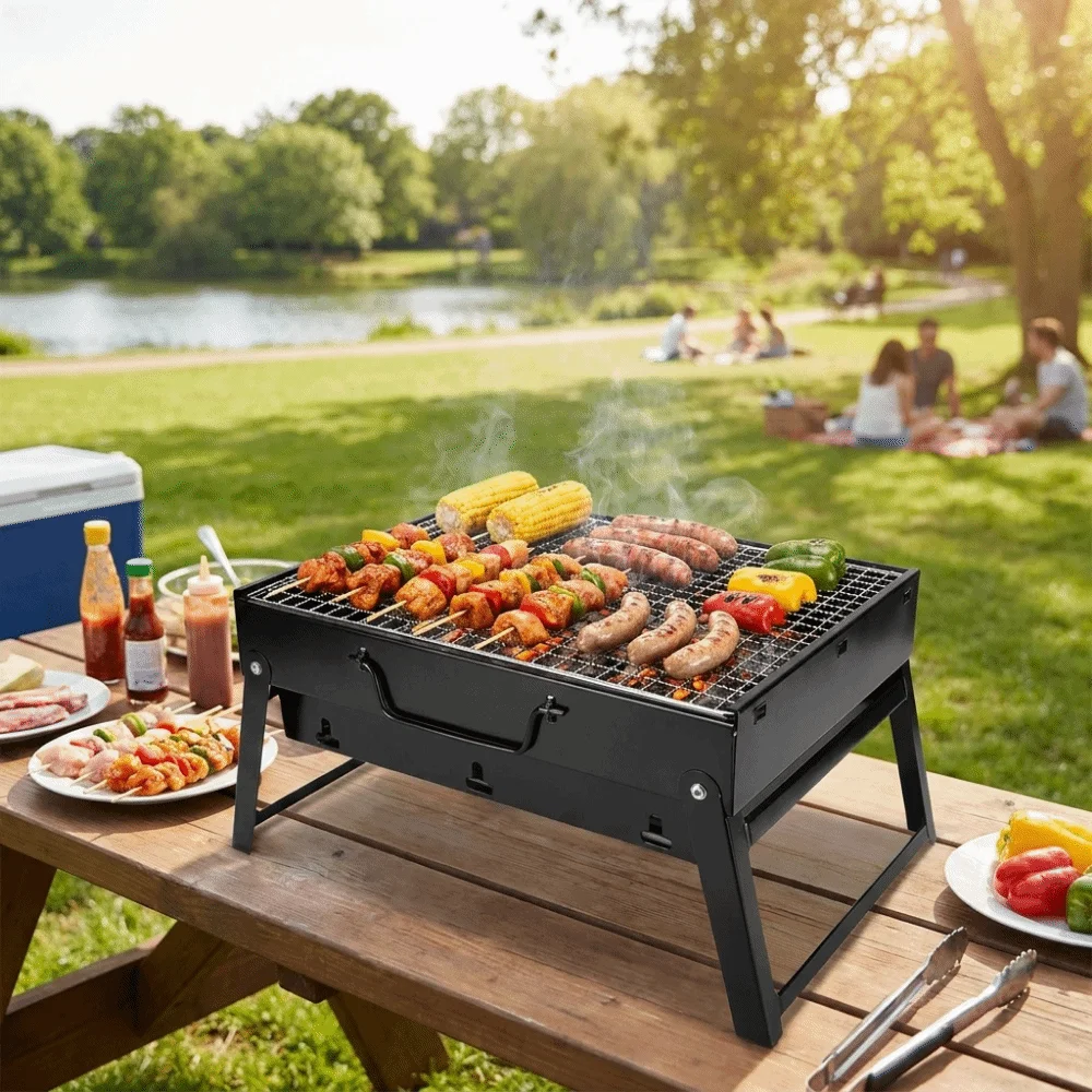 携帯用厚型BBQストーブ 省スペースで持ち運び簡単 キャンプ - Camping Cooking Easy のレビューと価格