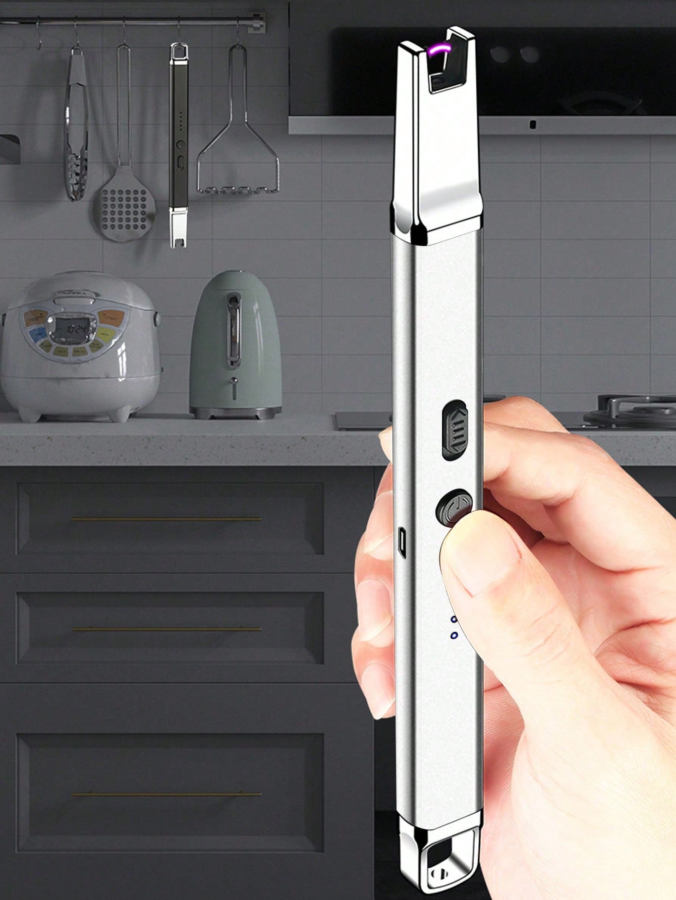 防風アークプラズマ電気ライター 2個パック LEDライト付き - Camping Cooking Candle のレビューと価格