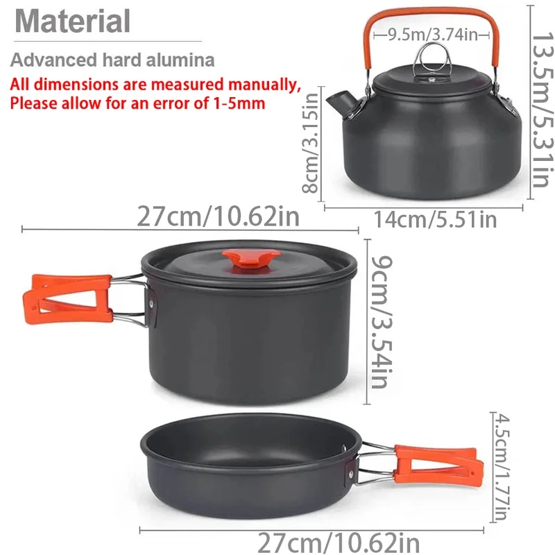 2～3人用ノンスティックキャンプ調理器具セット、携帯用屋外ピ - Camping Cooking Candle のレビューと価格